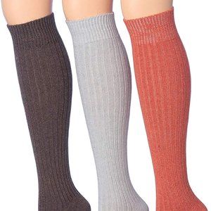 Women's Knee High Socks 3 Pair Gray Women's Socks Brown Orange